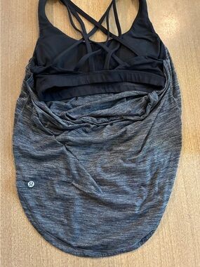 lululemon Black Open Backed Tank with Strappy Built-in Bra